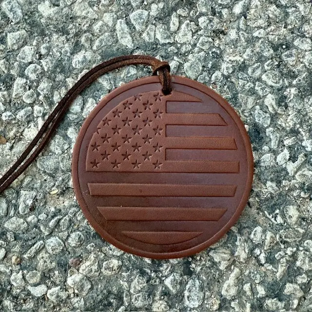Callahan Leather Co. Round American Flag Freshie