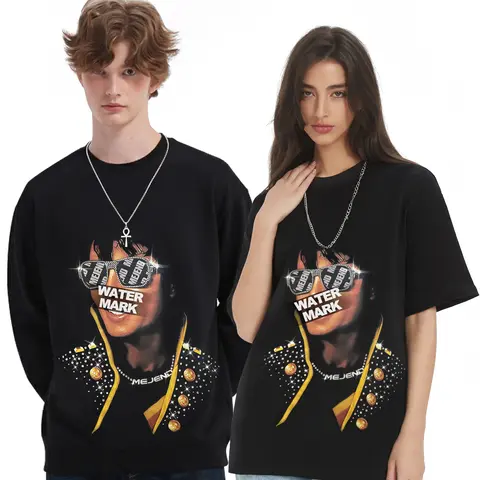 Men's Graphic Rhinestone Short-Sleeve T-Shirts, 250Gsm Cotton, Oversized Cut Gives Laid-Back Ease, Prints, Classic Everyday Basics, Streetwear Crewneck MeJend Tops