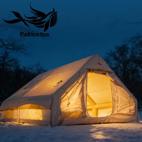 Large Inflatable Oxford Fabric Camping Tent - 4-6 Person Instant Cabin Tent, Skylight, Breathable Mesh Mosquito Netting, Stove Compatible, Easy Inflation, Upgradable Models, Moisture-Proof, Weather Resistant Windproof All-Season Glamping Essential, Inflat