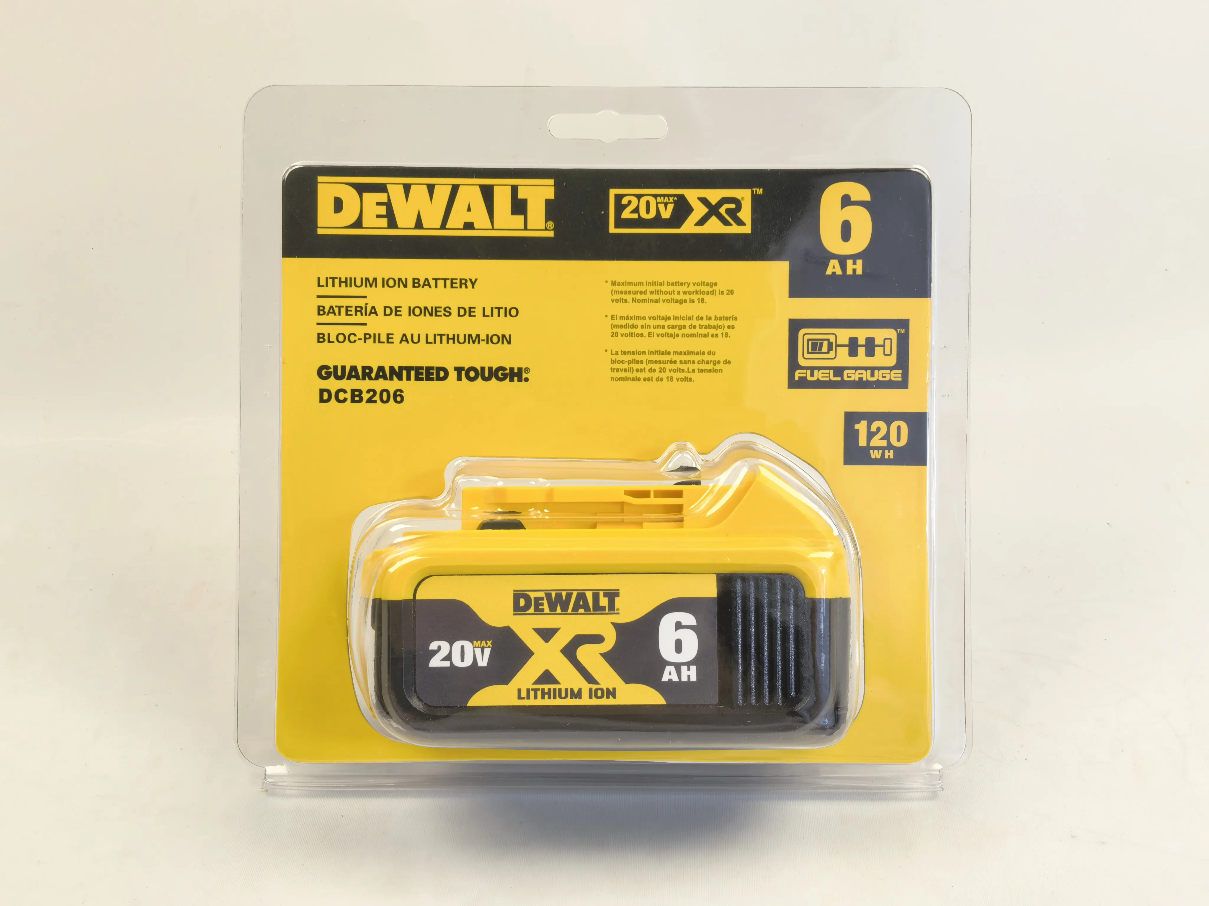 DEWALT 20V MAX XR 6Ah Lithium-Ion Battery (DCB206) - High-Capacity Power Tool Batteries for Industrial Tasks, Compatible with Power Tool Accessories