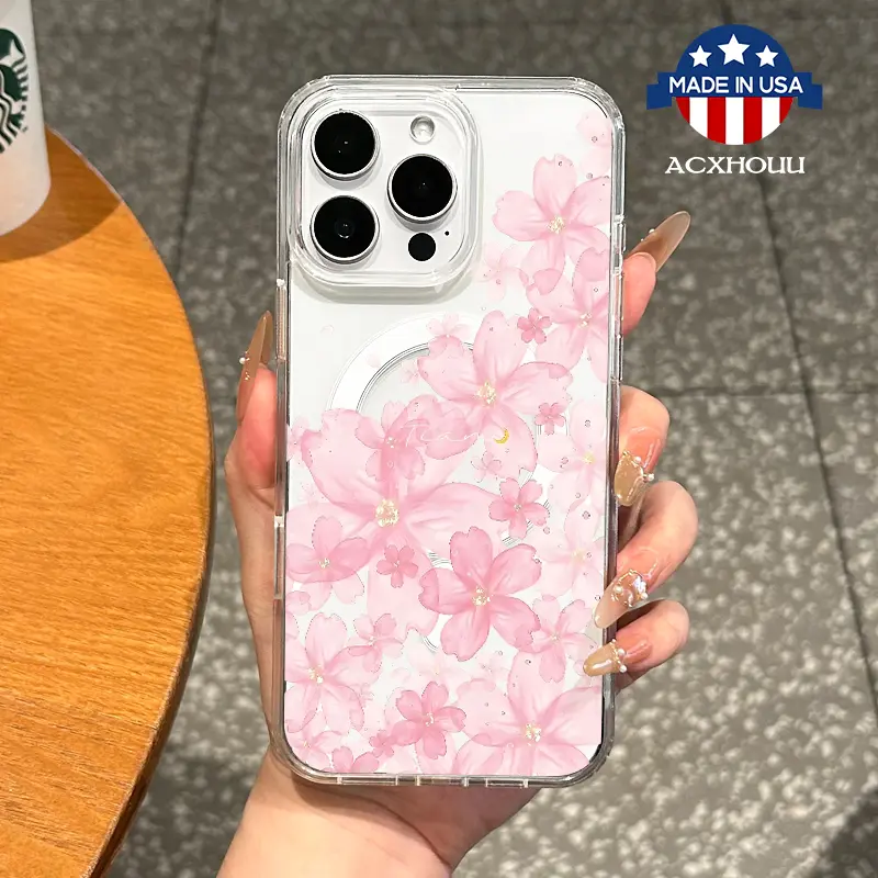 Girly Magnetic Case for iPhone11/12/13/14/15/16/promax, Tender Flower Cluster MagSafe Ready, Slim Fit, Drop-Proof | Perfect for Soft Girl Aesthetic