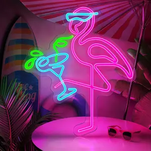 Serbasic Flamingos Neon Sign Neon Light Dimmable with ON/OFF Switch for Wall Decor Living Room Beach Cafe Holiday Party Gifts Artwork Bedroom Home Decor