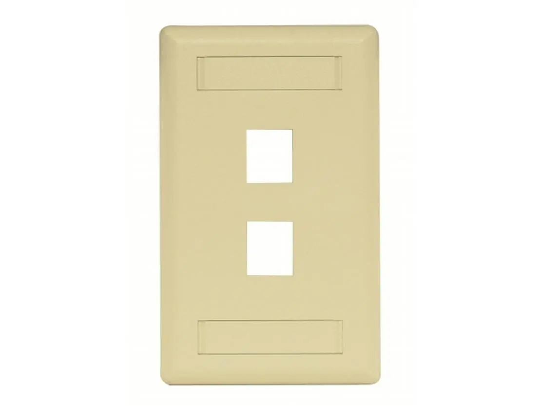 Hubbell IFP12EI 2 Port Rear Loading Single Gang Face Plate- Electric Ivory