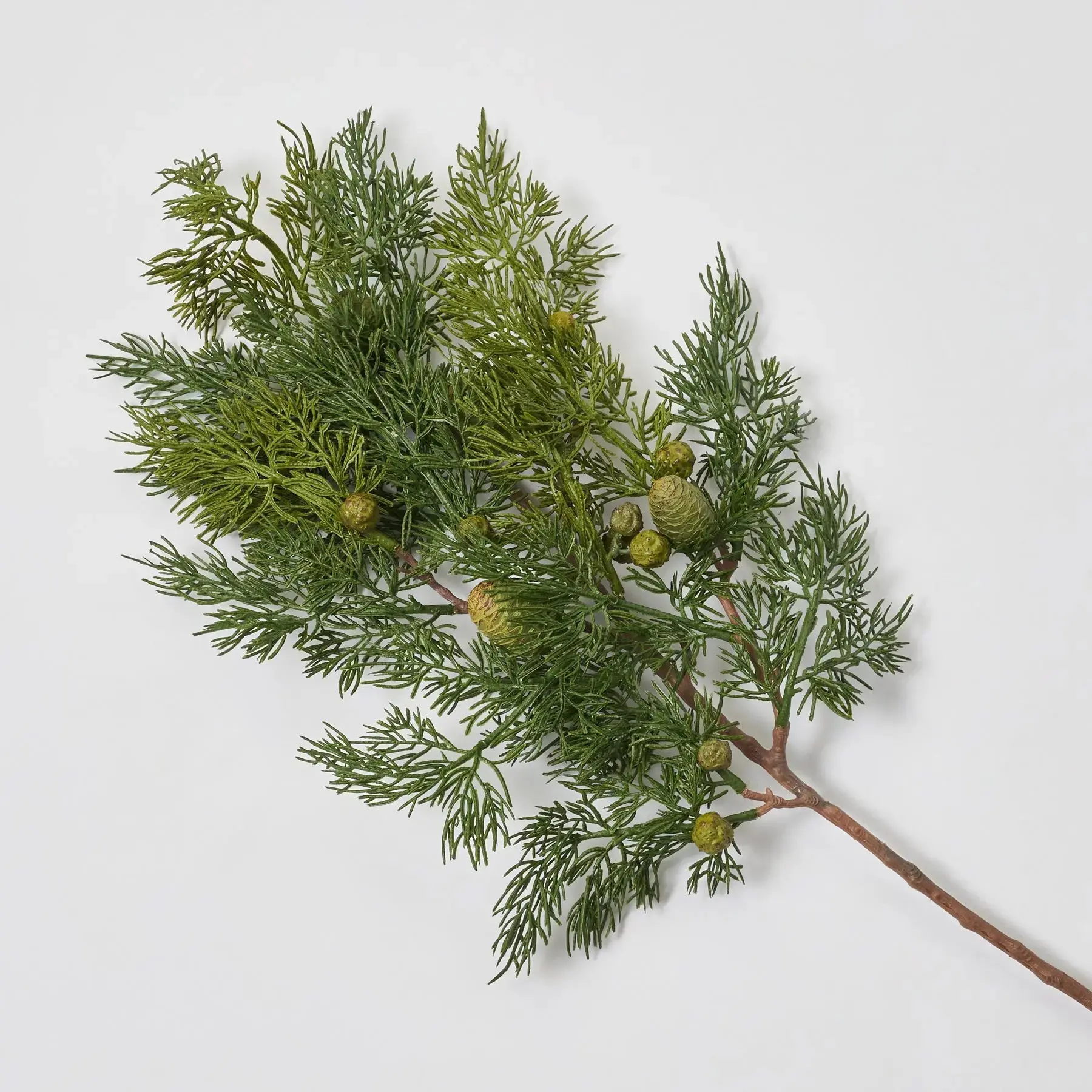 28" Real Touch Green Cedar & Pinecone Artificial Branch - Decorative Artificial Flowers Bouquet, Indoor Faux Plant for Home Decor