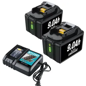 2Pack 18V 9.0Ah Battery and Charger Combo Replacement for Makita BL1860 BL1850 BL1840 BL1830B Batteries and DC18RC Rapid Charger