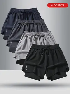 Men’s Quick-Dry Sports Shorts – Lightweight and breathable, featuring a drawstring design with an inner lining and printed pattern; running and fitness shorts made from stretch polyester-blend fabric, suitable for gyms, jogging, and outdoor activities