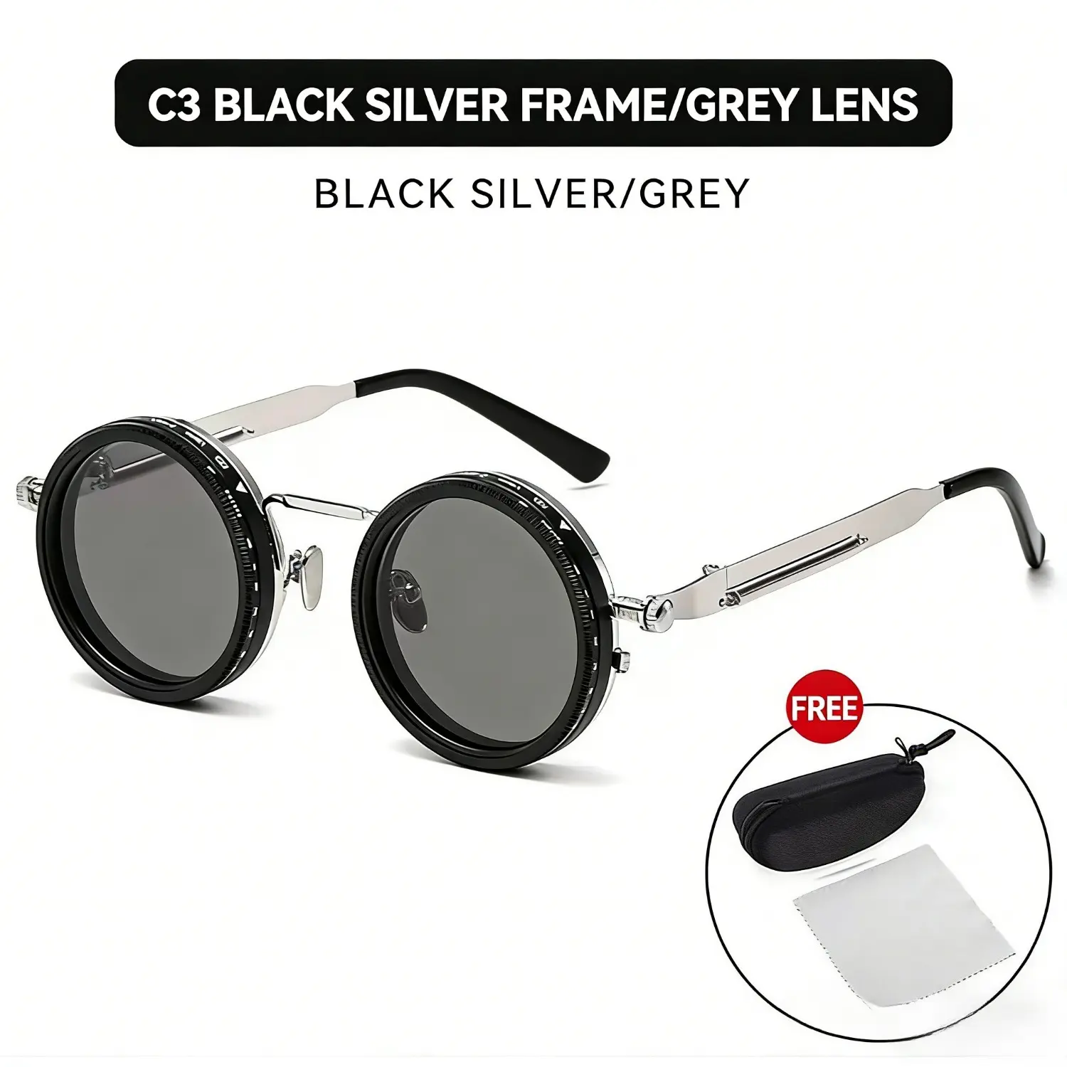 Outdoor Fishing Must-Have! ND9 Dimming Polarized Round Sunglasses Retro Punk UV400 Men Women
