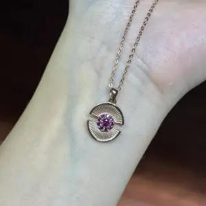 Natural Crystal purple garnet necklace  S925 Valentines Gift , Gift for Wedding/Birthday/Mother'sDay/Christmas