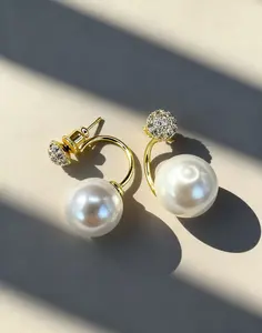 Elegant Curve Pearl Earrings（pearl 12mm）
