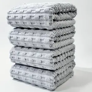 Brand new bamboo fiber bath towels 4 pack, 70*140 cm, twisted rib design, more beautiful, absorbent and quick-drying, soft, quick-drying and durable, frameless coral fleece bath towel, suitable for spa, gym and home, face towel, Absorbent thickened towels