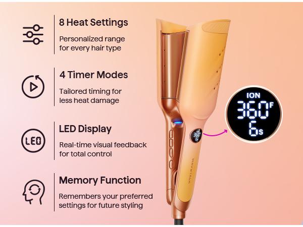 Wavytalk Power Wave Main Stage Waves  Festival Bundle, Curling Iron Hair Crimper Waver, Ventilation Design for Less Damage, Ionic Reduces Frizz, Effortless-Waver, Festival-ready merch