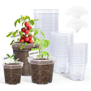 Clear Nursery Pots for Plant,3/4/5 Inch Plant Pot for Planting Plastic Seedling with Drainage Holes Seed Starter Flower High Transparency 20 Labels Excellent Hardness(30 Pack)