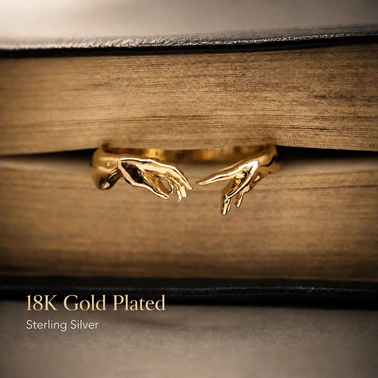 Creation of Adam Ring Gold Ring Adjustable Sizing Iconic Imagery Unique Ring Jewelry Rings