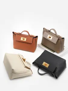 Women's Genuine Leather Bag, Stylish Lightweight Flap Shoulder Bag, Handbag Adjustable Shoulder Strap, with Storage Pocket on The Back, Suitable for Daily Work Use, Casual Flap Pocket, Leather Shoulder Bags