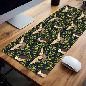 Owl Leafy Pattern Gaming Mouse Pad Extra Large Computer Mouse Pads for Desk xxl Mouse Pad for Laptop Big Mouse Pad Extended Mouse Pad with Non - Slip Rubber Base Stitched Edge for Home and Office