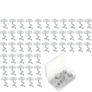 50 Pcs Upholstery Tacks Headliner Pins Clear Heads Twist Bed Fabric Sofa Chair Secure Attachment with Case for Storage