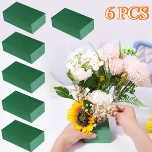 6PCS Floral Foam Block Green Wet & Dry Flower Foam For Fresh & Artificial Flower Arrangement, Plant Foam, Florist Supplies For DIYs, Arts, Crafts & Weddings