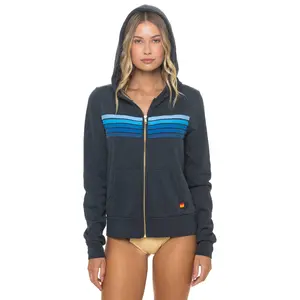 5 STRIPE HOODIE - CHARCOAL // BLUE