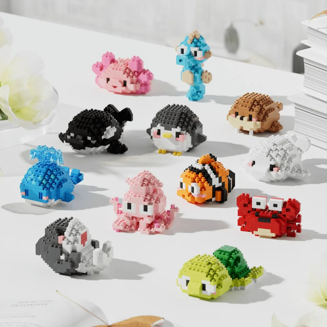 1pc Ocean Animal Figurine, Micro-Particle Building Blocks, Building Block Figures, Interlocking Building Block, Building Block Model, Cute Home Decor, Desktop Decoration, Original Gift Idea, Holiday Gifts