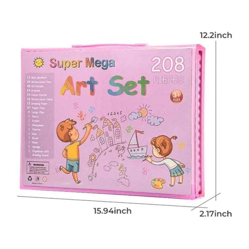 208pcs Super Large Art Set for Kids, Colorful Art Supplies, Crayons, Colored Pencils, Markers, Perfect Gift for Children
