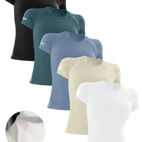 Women's Yoga Letter Round Neck Sport Short Sleeve T-Shirt, High Stretch Athletic Breathable Fitness Running Yoga Wear, All Seasons Casual Top, Workout Tops