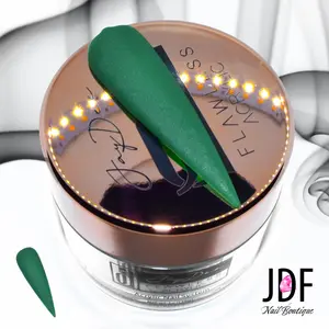 JDF Color Acrylic Powder 'Christmas Green' 1oz/28g Premium Adhesion & Bubble-Free, Long Lasting, Non-Yellowing; Beginner/Advanced Nail Tech / Nail Artist / Manicurist