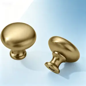 Champagne Bronze Cabinet Knobs 1-1/4 Inch - Zinc Alloy Kitchen Cabinet Pull Hardware - Single Hole Center Cabinet Knobs for Bedroom - Rust Resistant Drawer Pulls - Matte Brass Cabinet Handles