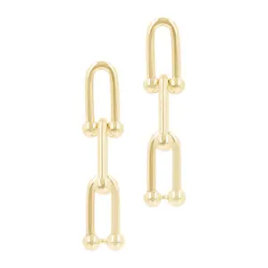 Bronzo Italia Polished Interlocking Dangling Link Earrings