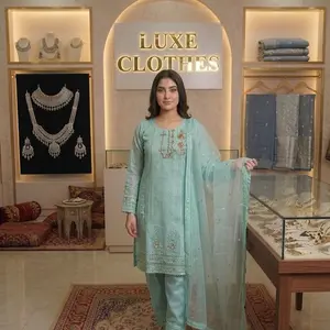Women's Chic 3-Piece Ready-Made Designer Yellow Salwar Kameez Clothes Set, Embroidered Top & Dress for Special Occasions