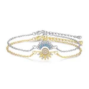 Sun & Moon Bracelet Set Stackable Bracelet for Women Men Sparkling Gold Sun Ring/Blue Moon Bracelet Couple Bracelet Matching Bracelet as Friendship Best Friend Jewelry