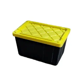 3D Printed Mini Storage Tote Compact Lightweight Yellow Lid Black Body for Small Items Portable Organiser Modern Design