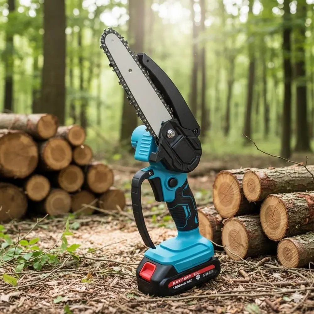 Mini Cordless Chainsaw: Lightweight Electric Tree Pruner for Garden, Yard & DIY | Portable Branch Cutter with Safety Lock, Ergonomic Grip | Ideal for Orchard, Shrub Shaping, Wood & Vine Trimming | Portable chain saws | Battery Powered Chainsaw