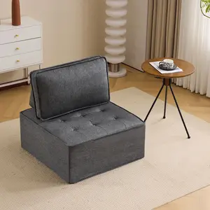Modular Linen Sofa with Wooden Frame for Small Apartment Living Room, Dark Gray Freely Spliced Couch, Modern Sectional Sofa for Living Room Decor, Single Seat Configurable Sofa, 1-Pack, Living Room Furniture for Apartment, Lounge, Family Room