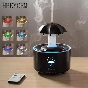 Rotating teardrop umbrella design aromatherapy humidifier - atomizer with remote control, seven LED night light modes, timer setting, automatic shut-off, mood night light; suitable for office, bedroom, and home décor; all-season, a great holiday gift.