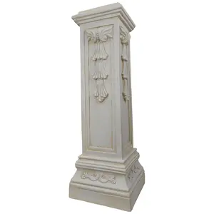 OUTOUR Greek Roman Square Pillar Magnesium Oxide Column with Stand Pedestal Base Wedding Table, Indoor/Outdoor Patio Large Size Pillar 35.8'' High