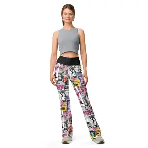 Punk Girl Flare leggings, Punk Pants, Band Flyer Leggings, Band Yoga Pants,
