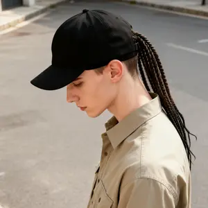 Hip-hop punk baseball cap with braided dreadlock wig, adjustable snapback, high-temperature fiber in black and brown, 35.05cm 44.96cm, for motorcycle style urban fashion, TikTokShop spring glow up.
