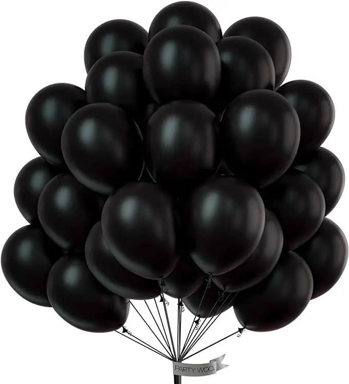 PartyWoo Black Balloons 100 pcs 12 Inch Latex Helium Matte Black Balloons for Baby Shower Birthday Graduation Casino Gaming Anniversary Retirement Pirate Race Car Theme Party Decorations Black-Y18