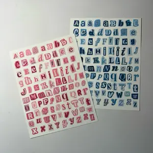 Blue and Pink Ransom Letter Sticker Sheet | Cutout Alphabet Stickers | Junk Journal Stickers | Scrapbook Letter Stickers | Collage Stickers