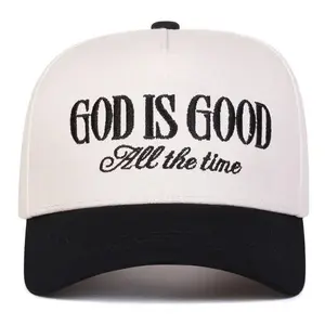 Unisex GOD IS GOOD Letter Embroidered Patchwork Five-sided Baseball Cap Outdoor Adjustable Sunscreen Leisure Hat Spring Autumn Travel Tourism Beach Vacation