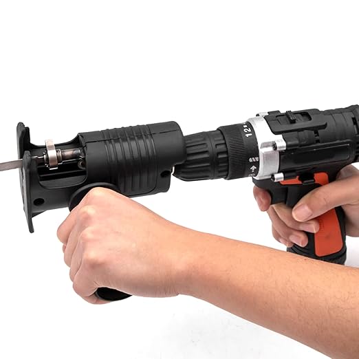 Electric Drill Reciprocating Saw Adapter, Portable Saw Conversion Head with 3Pcs Saw Blades, Universal Tool for Wood/Metal/Plastic Cutting