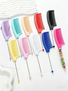 10 DIY Beaded Hair Combs, Multicolored Mix, Cute Hair Accessories for Girls, Hairstyling Tools, Perfect Gifts for Girlfriends