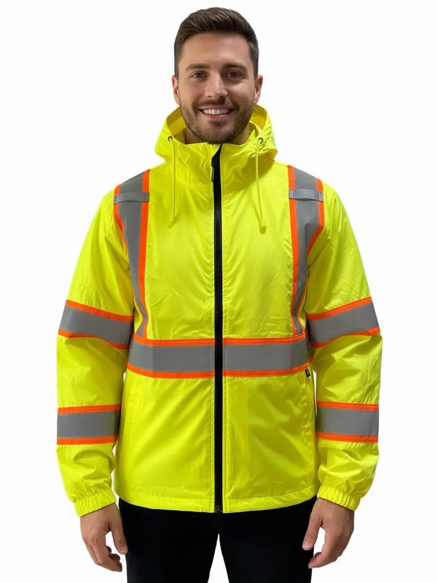 Yellow 2 Tones High Visibility Safety Windbreaker Class 3 ANSI/ ISEA 107-2020
