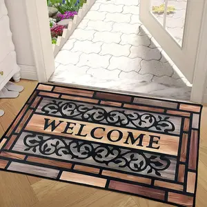Welcome Door Mat, Washable Front Door Mat Outside Entrance with Non-Slip Rubber Backing 17x29''