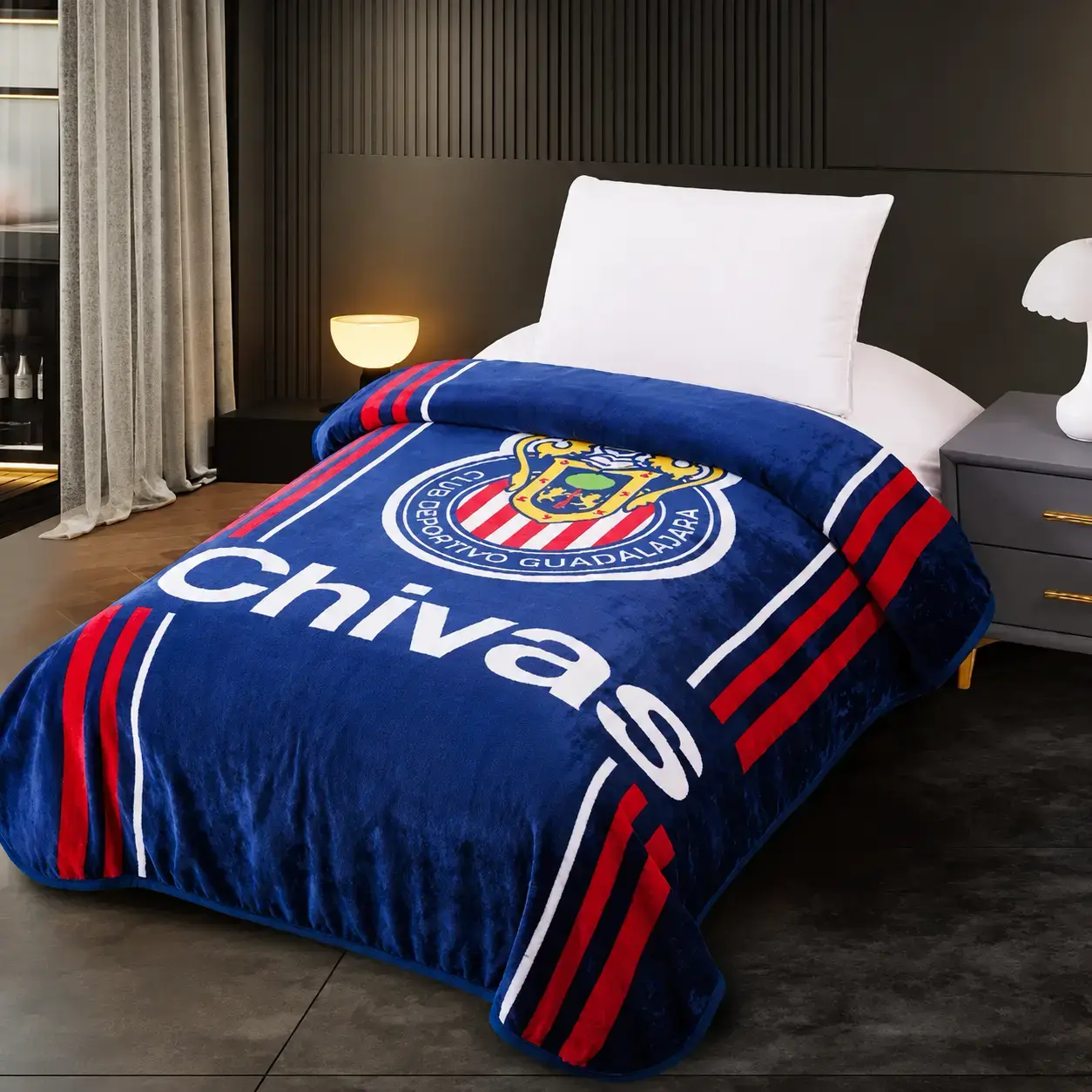 Chivas Guadalajara Soccer Club Throw Blanket, Team Logo Graphic Soft Cozy Plush Bed Blanket, Lightweight Warm Blankets for Bedroom Decor, Couch Sofa Living Room, Gifts for Football Fans