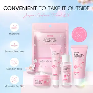 Sakura Travel 4-Piece Set, Portable Facial Care, Deep Hydration Moisturizing, Airplane Carry-On Essential, Sensitive Skin Friendly, Moisturizing Hydrating Kit