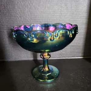 Carnival Glass Drip Compote
