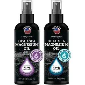 AROMASONG Dead Sea Magnesium Oil 2-Pack Original & Lavender Extra Strength 23mg Spray 100% Natural USA Made Muscle & Sleep Support 8 Oz