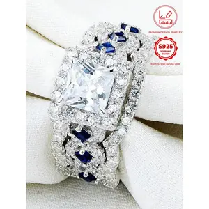 Elegant S925 Silver Ring Set for Women, Wedding Promise Engagement Rings Anniversary Party Jewelry Gift, Casual Style, All Seasons Wear