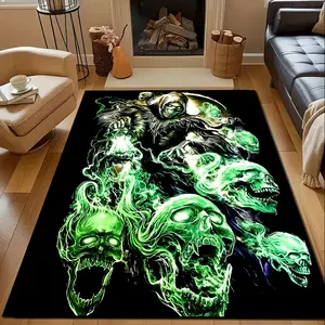 Evil Skeleton Mage Magic Pattern Home Carpet Living Room Bedroom Kitchen Mat Home Decoration Area Rug Holiday Gift for Family and Friends